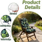 Indoor/Outdoor Rocking Chair Cushion Waterproof 43.3×19.7 in-All Weather Patio&High Back Chair Cushions with Ties,Thicken Outdoor Garden Furniture Chair Pads Replacement (Green Leaf)