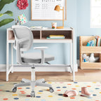 Kids Desk Chair, Height Adjustable Children Study Chair w/Lumbar Support, Swivel Mesh Seat, Universal Casters, Ergonomic Kids Task Chair for Boys Girls Aged 3-10, Home, School, Office(Grey)