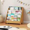 Lkeiyay Montessori Kids Bookshelf, Wooden 4-Tier Front Facing Book Organizer for Nursery Classroom Kids Room