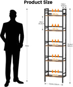 Homeiju 5-Tier Freestanding Wine Rack, 60 Bottles Wine Racks for Wall Mounted, Wines Bottle Holder Display Shelf with Fences, Liquor Storage for Kitchen, Dining Room, Bar (Rustic Brown)
