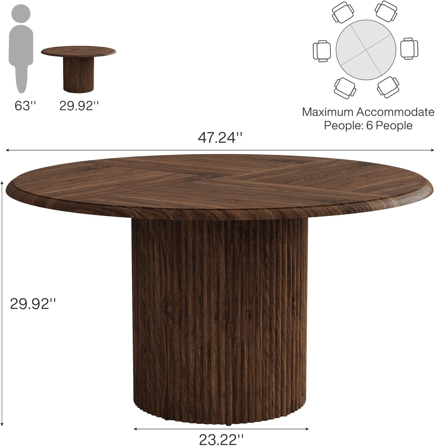 Tribesigns 47" Round Dining Table for 4, Farmhouse Kitchen Table with Metal Base, Modern Small Dinner Table for Dining Room,Kitchen (Chairs Not Included)