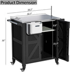 Spurgehom Outdoor Grill Cart with Storage Movable Outdoor Grill Table Kitchen Island with Wheels, BBQ Cart Pizza Oven Table Food Prep Table Cart Storage Cabinet for Outside Patio Backyard Garden