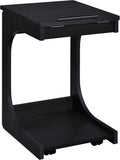 Coaster Home Furnishings - Ralston - Wood - C-Shaped Lift-Top Side Table with Sculpted Frame, Lower Open Shelf, and Black Casters - Living Room - 25.5-Inch - Black Finish - 930290