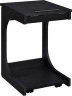 Coaster Home Furnishings - Ralston - Wood - C-Shaped Lift-Top Side Table with Sculpted Frame, Lower Open Shelf, and Black Casters - Living Room - 25.5-Inch - Black Finish - 930290