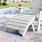 MXIMU Folding Adirondack Ottoman Set of 2: HIPS Plastic Outdoor Footrest Easy Assembly - All Weather Foot Rest Foot Stool for Adirondack Chair Use in Patio Garden Backyard Pool (White)