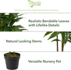 Nearly Natural 48in Artificial Dracaena with Real Touch Leaves and Multi Tonal Trunks, Large Indoor Silk Plant with Pot, Maintenance Free For Living Room And Home Office Decor