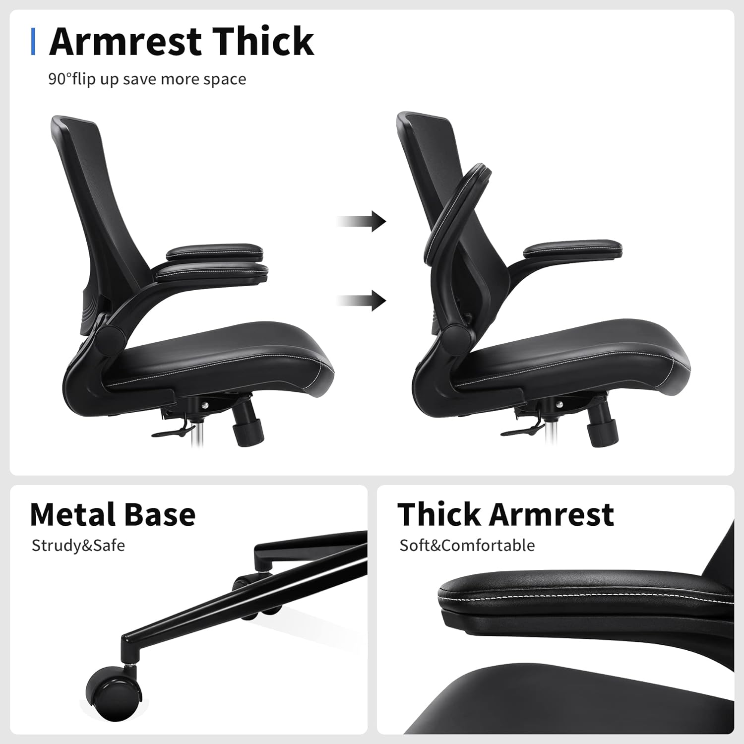 Misolant Tall Office Chair for Standing Desk, Drafting Chair with Footrest Ring, PU Leather Recline High Office Tall Desk Chair with Adjustable Lumbar Support