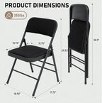 SEALAMB 10 Pack Folding Chairs with Comfort Seat, Heavy Duty Metal Frame Portable Stackable Chairs for Wedding Party Office School Church Events, Indoor Outdoor Use, 350 lb Capacity, Black