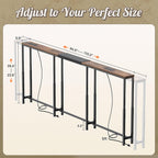 Huuger Narrow Console Table with Power Outlets & USB-C, 23.6"-35.4" Adjustable Height Sofa Table Behind Couch, Extendable 94.5"-110.2" Long Console Table, Wall-Protected Pads, Rustic Brown