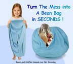 Stuffed Storage Bean Bag (No Filler) Keep Your Plush Toys More Organized Teens Children Lazy Playroom Perfect Ultra Soft Beanbag Washable Space Save Organizer Blue
