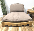 Handcrafted Wooden Meditation Chair with Woven Seagrass Seat, 30 x 28 x 18 inches (Stone)
