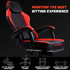 VITESSE Ergonomic Video Gaming Chair for Adults, 400 lbs PC Computer Chair, Racing Office Chair, Silla Gamer Height Adjustable Swivel Chair with Lumbar Vibration Support and Headrest（Red）