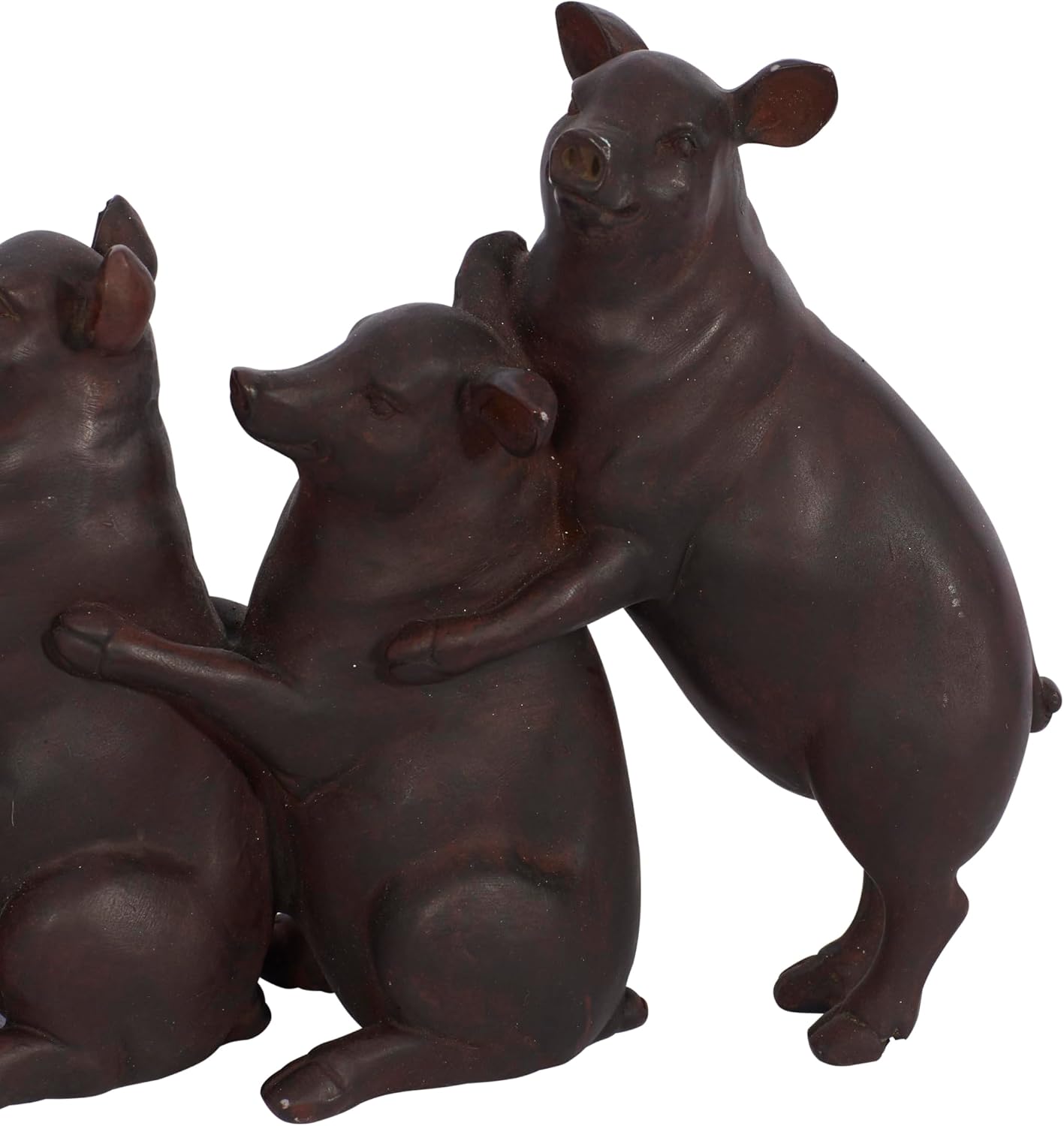 Deco 79 Polystone Pig Decorative Sculpture Home Decor Statue, Accent Figurine 13" x 4" x 7", Dark Brown