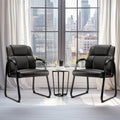 DUMOS Leather Guest Chairs Set of 2,Waiting Room Chair with Sled Base Padded Arm Rest for Meeting Conference Office Home