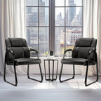 DUMOS Leather Guest Chairs Set of 2,Waiting Room Chair with Sled Base Padded Arm Rest for Meeting Conference Office Home
