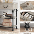 IDEALHOUSE 39'' Narrow Console Table with 2 Drawers, Farmhouse Sofa Table, Behind Couch Table with 2 Tier Storage Shelves, Entryway Table for Living Room, Hallway, Entrance, Foyer, Grey
