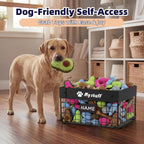 Kaiferty Indestructible X-Large Dog Toy basket, Chew-Proof Medium Toy Bin for Dogs, Pet Toy Bin Dog Metal Basket for Toys, Puppy Toy Storage Organizer Blankets, Toy Box for Living Room Area (Black)