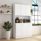 71" Kitchen Pantry Cabinet with Drawer, Farmhouse Tall Storage Cabinet with 6 Doors and Shelves, Rustic Freestanding Cupboard with Storage Rack for Kitchen, Dining Room (White)