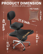 PYY ADHD Chairs for Adults - Meditation Cross Legged Office Chair with Wheels, Ergonomic Fidget Squatting Kneeling Chair with Lumbar Back Support Adjustable Height for Home Office