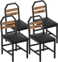 YATINEY Dining Chairs, Kitchen Chairs with Back Support, Upholstered Seat and Metal Legs, for Kitchen, Living Room, Rustic Brown and Black CY02L4BR