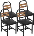 YATINEY Dining Chairs, Kitchen Chairs with Back Support, Upholstered Seat and Metal Legs, for Kitchen, Living Room, Rustic Brown and Black CY02L4BR