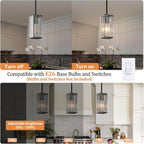 Modern Crystal Pendant Lights Kitchen Island, 3-Pack Black Hanging Light with Clear Crystal Shade, Adjustable Height Pendant Lighting for Kitchen Island Dining Room Bedroom Bar Entryway