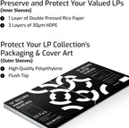 Hudson Hi-Fi 50x Inner & 50x Outer Protective Sleeves for Vinyl & Records Cover Art - Blocks Scratches, Static, Dust, Damage - Acid-Free, Smooth Slide - Fits Single Double Gatefold LP Sleeve