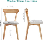 Wood Louis Dining Chairs Set of 4 100% Natural Solid Wood Home Kitchen Upholstered Chairs with Curved Backrest and Soft Padded Seat