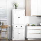 72" Freestanding Kitchen Pantry Cabinet, Tall Storage Cabinet with 2 Door Cupboards, Drawer and Adjustable Shelves, White,16 * 30 * 72.5