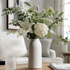 hjn 12 Inch White Ceramic Vase for Flowers, Matte Tall Modern Vase for Decor Minimalist Flower Vase for Home Decor Living Room Tabletop Centerpiece