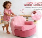 Snuggly Toddler Chair, Soft Kids Sofa, Cozy Kids Chairs Comfy for Toddlers 1-3, Plush Child Seat with Carry Handle