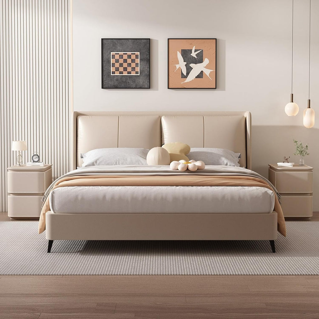 Small Nightstand Leather Finish, Narrow Modern Bedside Table, Night Stand end Sofa Side Table, Solid Wood Bedside Desk Bedside Furniture for Bedroom(Gray,25x40x50cm)