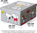 Lavatelli: Storage Box 6 Pack: Large - Snoopy - Grey, Lid & Handles, Decorative Cardboard Organizer, Stack-Fold, Home-Clothes-Toys, 19.7 x 15.4 x 9.4"