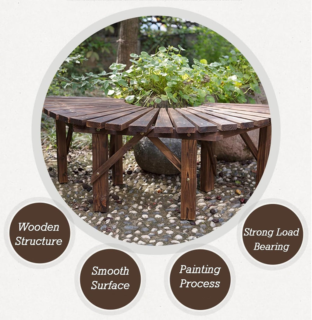 Wooden Curved Bench Weatherproof Outdoor Benches,Garden Tree Wrap Around Seater