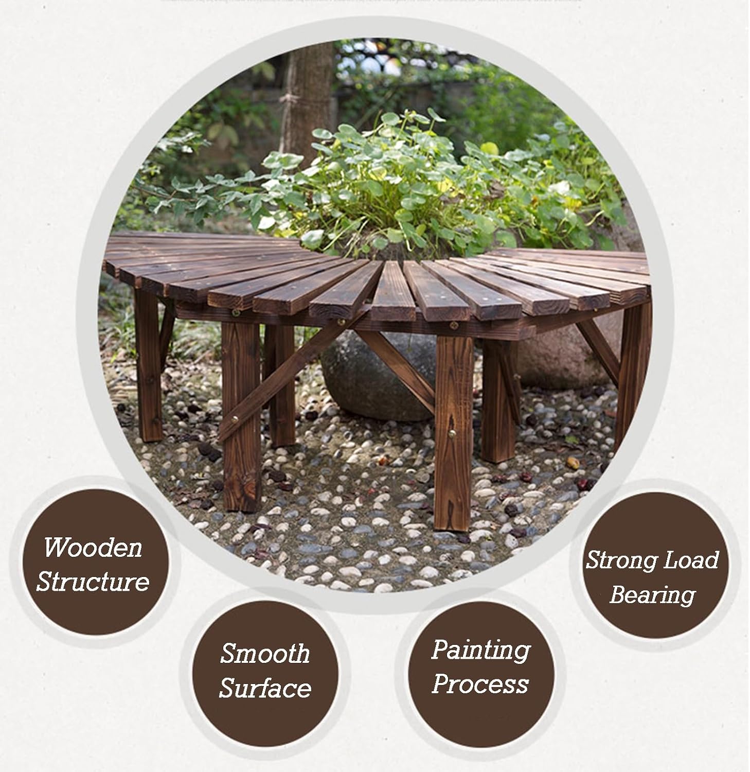 Wooden Curved Bench Weatherproof Outdoor Benches,Garden Tree Wrap Around Seater