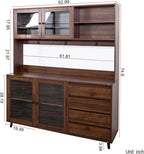 74.8" Tall Farmhouse Pantry Storage Cabinet, Large Kitchen Hutch Cabinet with Microwave Shelf, Farmhouse Kitchen Pantries Cupboard with 4 Doors, 4 Drawers for Living Room, Kitchen Dining Room, Walnut