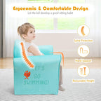 KOTEK Kids Sofa Chair with Cute Pattern, Toddler Upholstered Chair w/Armrest & Backrest, Wooden Frame, Kids Couch Children Armchair for Boys Girls, Mini Sofa Chair for Preschool Children (Crocodile)