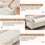 66'' King Size Storage Bench for Bedroom End of Bed, Bedroom Benches for Foot of Bed King with Gold Legs, Cream White Storage Ottoman Bench with Storage for Bedroom, Teddy