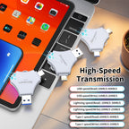 USB Flash Drive for iPhone/iPad, MFi Certified 3in1, 256GB, Silver | External Memory Photo Storge Keeper, Type c/USB 3.0 High Speed, Compatible with Android/PC, Picture/Video/Data Backup