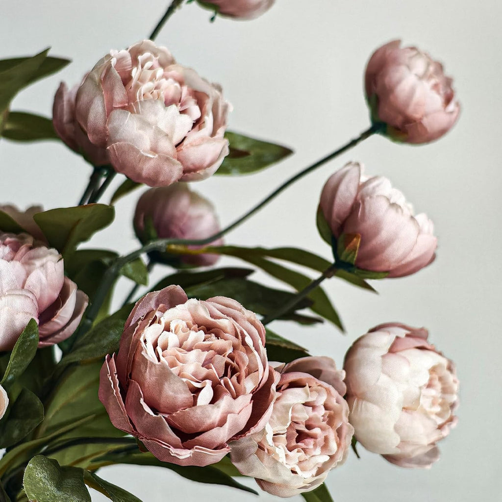 6Pcs Viral Peony Artificial Flowers for Vase，27in Real Touch Fake Flowers Branches with Flexible Wired Stems for Home Decor DIY Bouquet Centerpieces Wedding Shower Fillers Arrangements,Dusty