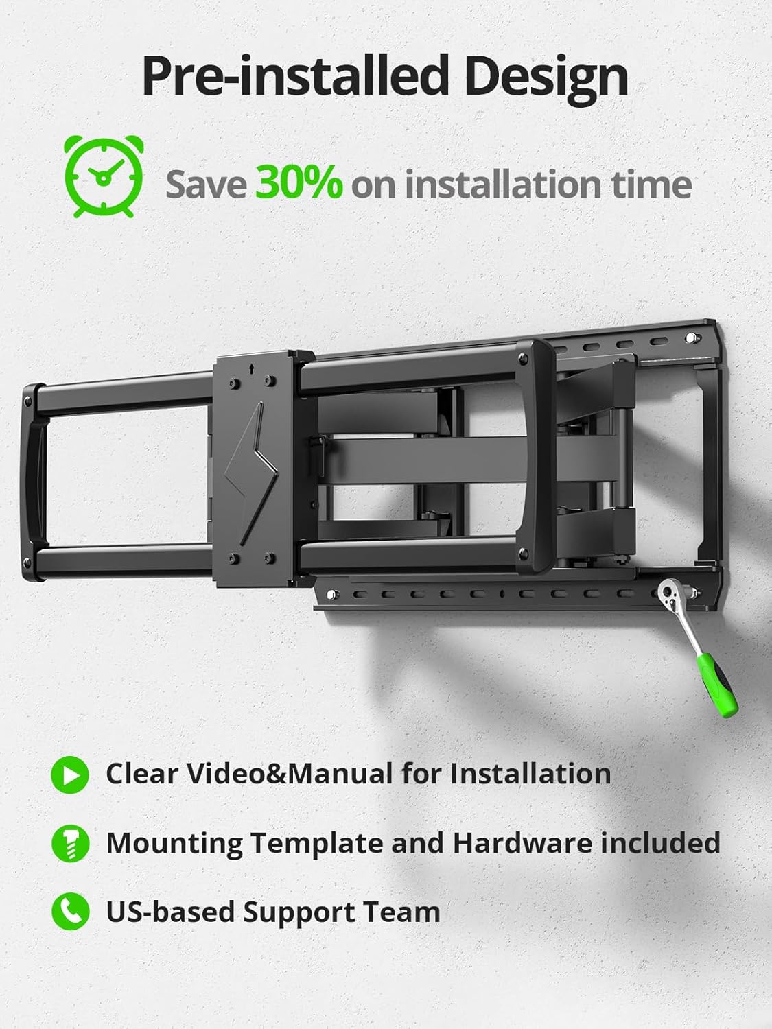 USX MOUNT 85 86 90 98 100 inch Heavy Duty Full Motion TV Wall Mount for 42-100" TVs, TV Mount with Swivel, Tilt & Leveling, Wall Mount Bracket Up to 170lbs, Max VESA 800x600mm