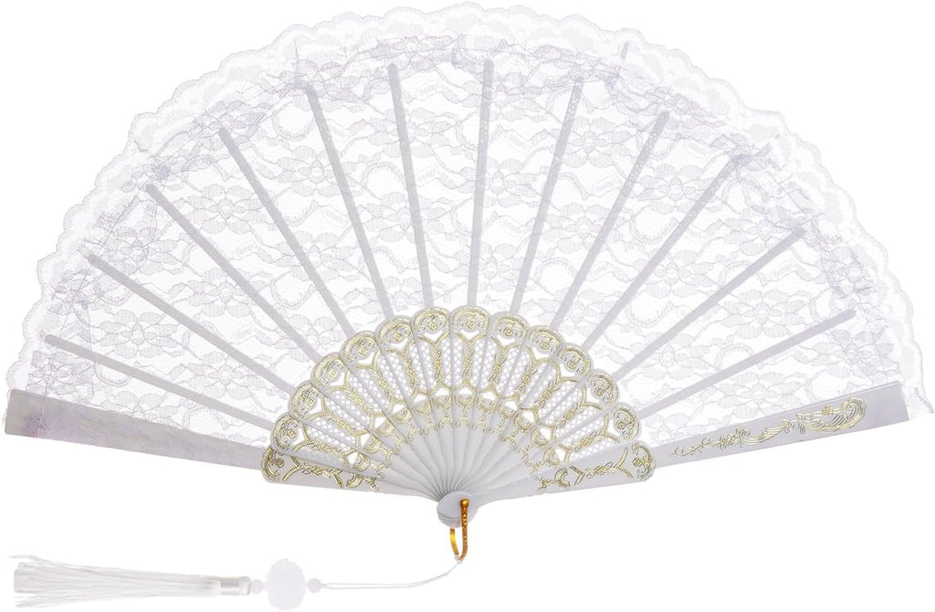 Lace Hand Folding Fan, Floral Handheld Fan for Women, Foldable Fans Hand Fans for Wedding Tea Dancing Party