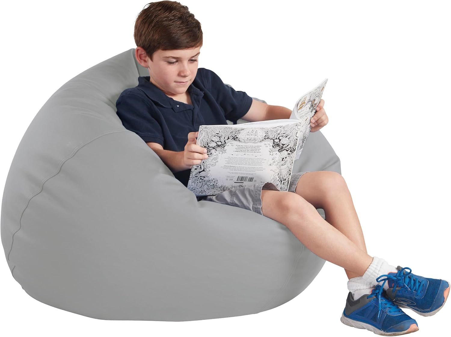 FDP SoftScape Classic 35" Standard Bean Bag Chair, Furniture for Kids, Perfect for Reading, Playing Video Games or Relaxing, Alternative Seating for Classrooms, Daycares, Libraries or Home - Gray