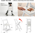 Nazhura Garden and Patio Folding Chair Set of 4 for Events and Wedding, Lightweight with Padded Seat, Water-Proof, Double Braced Frame, Non-Slip Feet, 350LB Capacity (White)