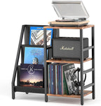 Coco Bird Vinyl Record Player Stand with 3-Tier Storage, Turntable Display Shelf for 200 Albums, Record Storage Table for Living Room, Stylish Holder with Speaker Storage