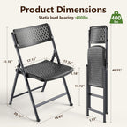 Folding Chair 4 Pack, Foldable Portable Chair with Breathable Molded Plastic Mesh Back & Seat, Sturdy Metal Frame Support up to 400lbs, Indoor Outdoor Foldable Chair for Party,Dinnig,Events,Black