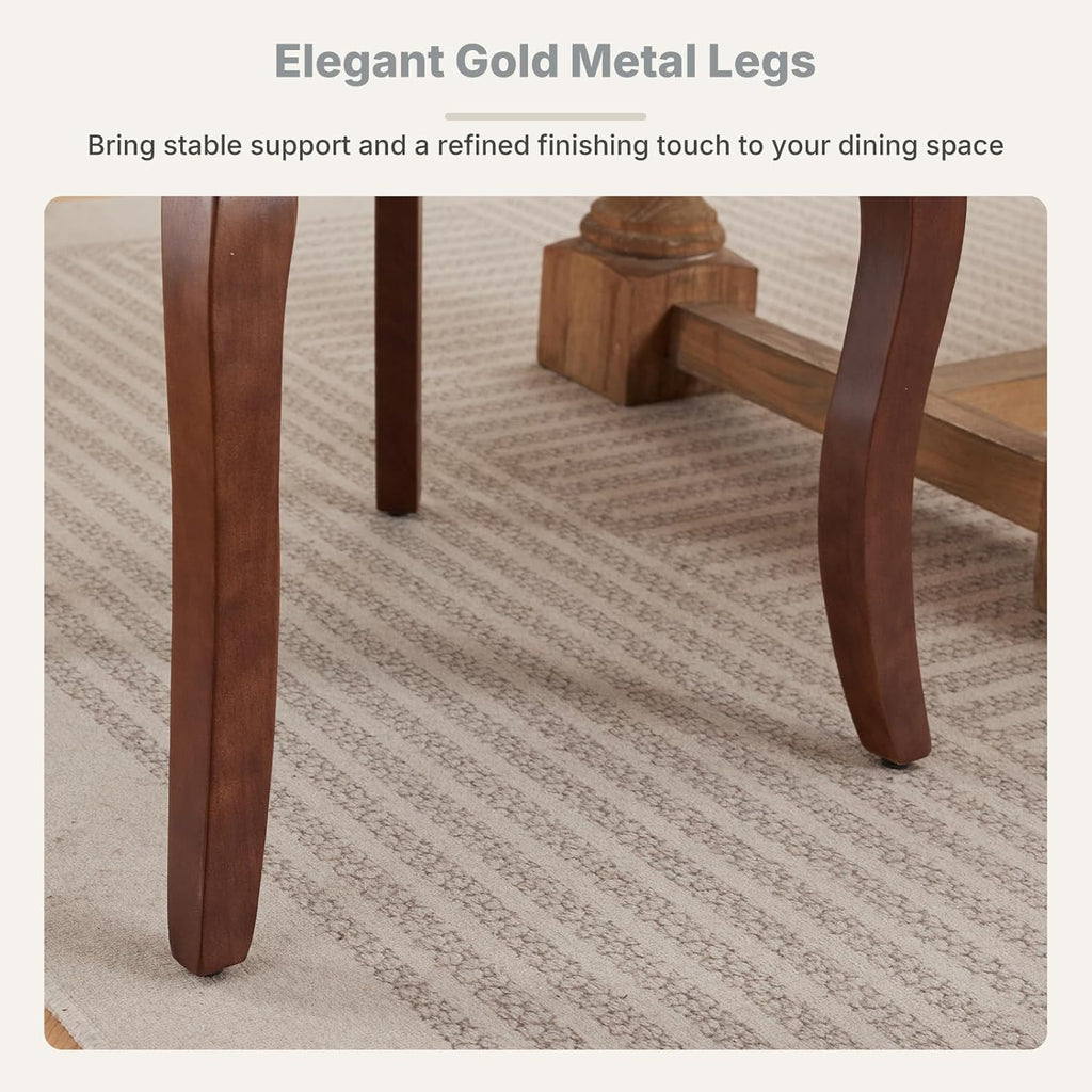 High Back Side Chairs Set of 4, Upholstered Dining Chairs for Kitchen and Dining Room, Mid-Century Modern Fabric Seating with Solid Wood Legs, Beige