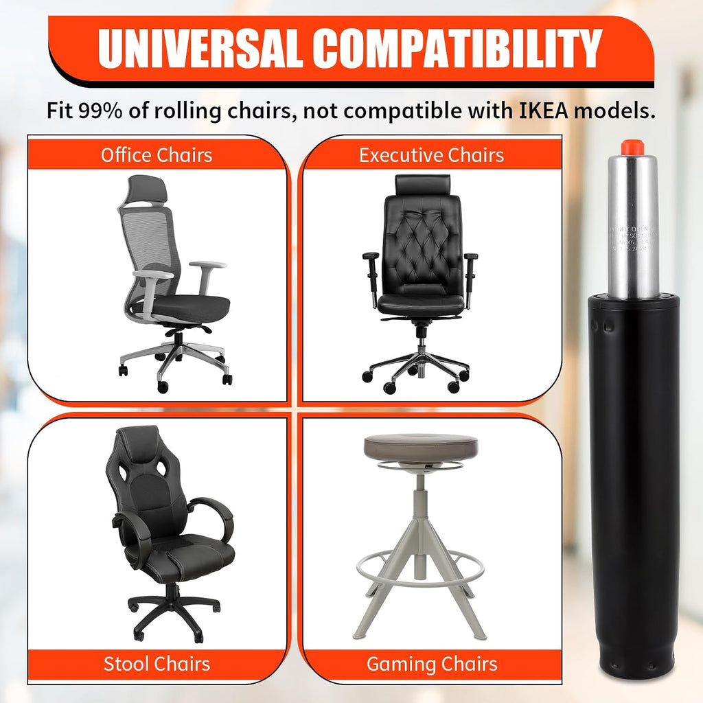Universal Office Chair Gas Lift Cylinder Replacement, 5.5" Long Stroke Gas Lift, Heavy Duty Gas Lift Hydraulic/Pneumatic Piston for Office Chair/Gaming Chair