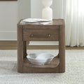 Liberty Furniture South Bend Living Room End Table Contemporary with Storage Drawer - Burnished Clay Oak Wood