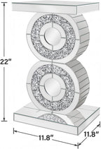Pregaspor Crushed Diamond Mirrored End Table, Unique Side Table with Crystal Inlay,Coffee Table for Living Room Bedroom